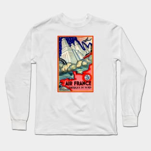 North America with Air France Vintage Travel Long Sleeve T-Shirt